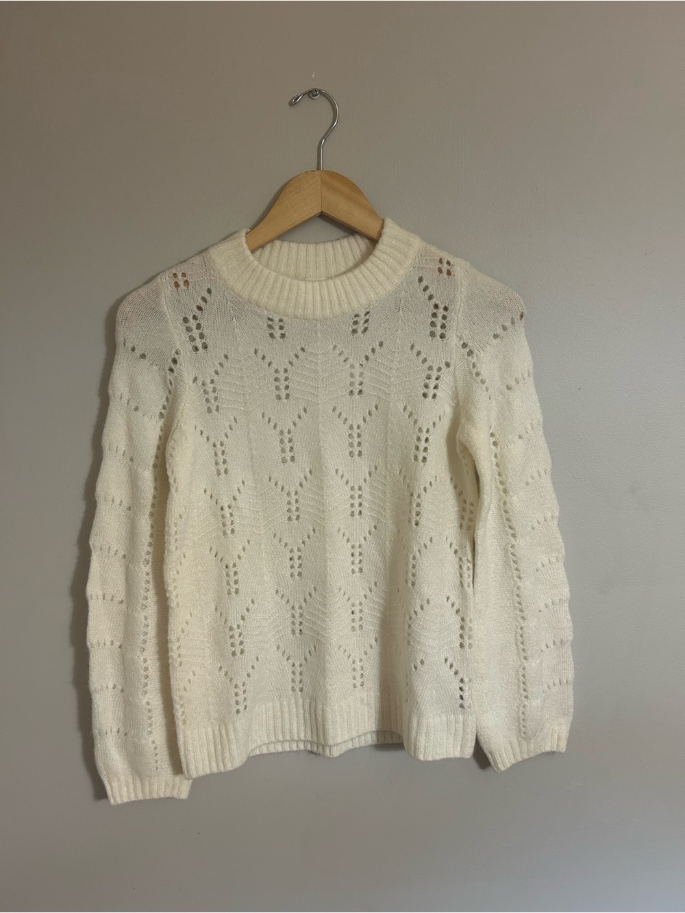 GAP Cream Open-Knit Crewneck Sweater